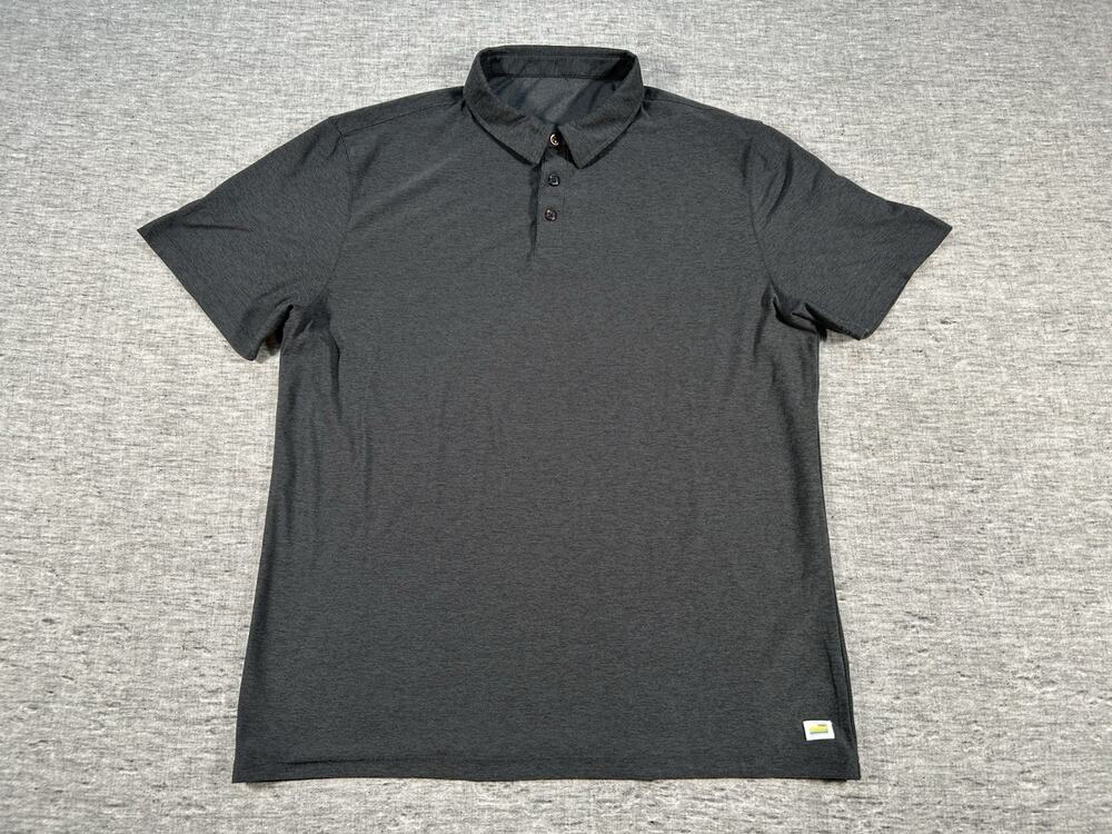 Vuori Strato Tech Polo Shirt Large Grey Performance Stretch Short Sleeve Golf